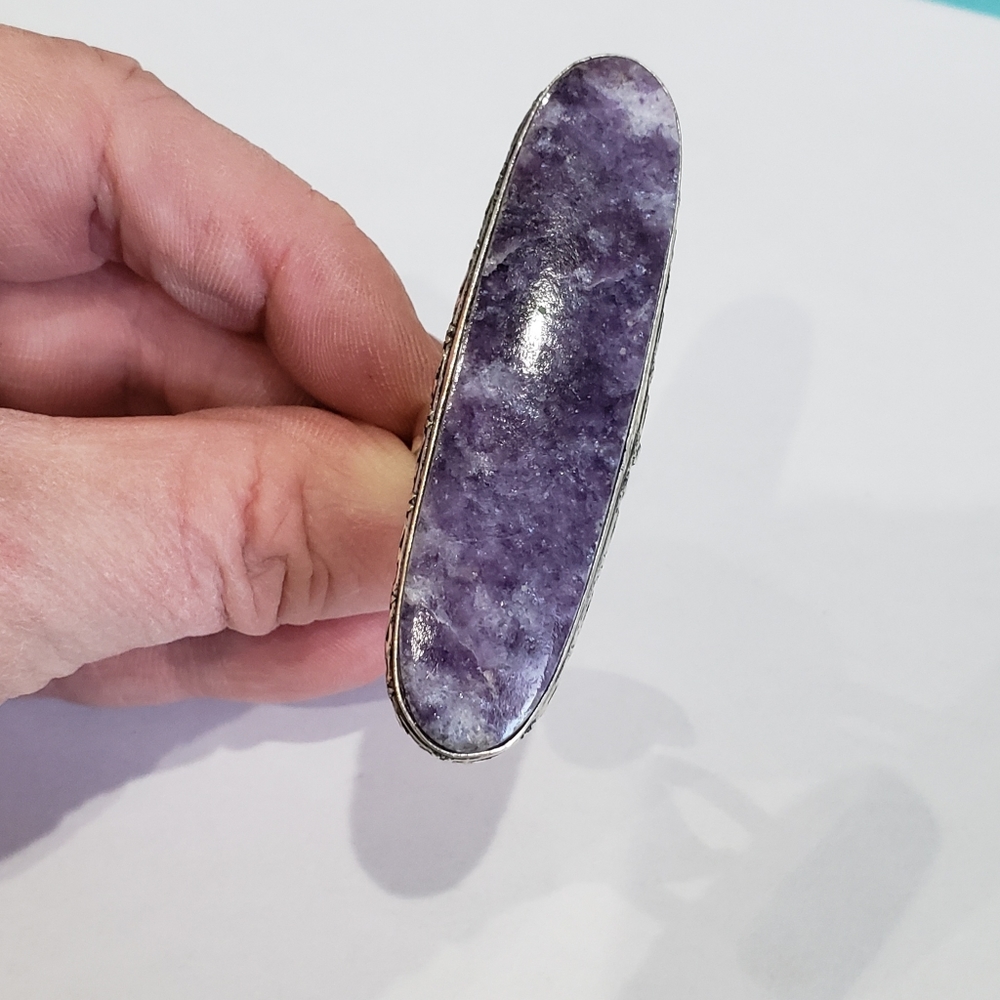 Lepidolite Gemstone, 925 Silver Ring - image 2